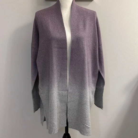 NWOT JJill PureJill long Cardigan. Purple and Gray. Size M - Picture 1 of 6